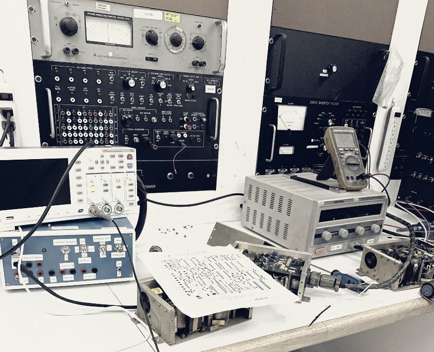 Avionics bench work inside a component repair station