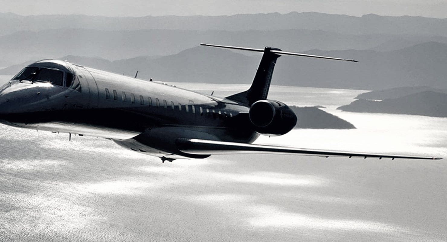Business jet in flight