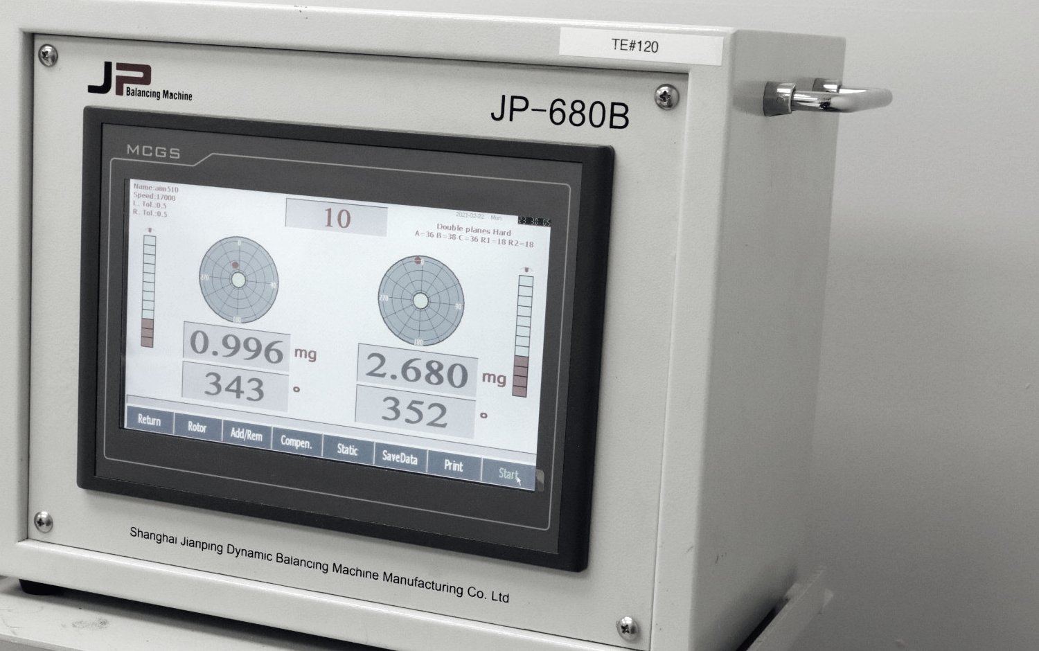 Test equipment readout in an aviation component repair shop